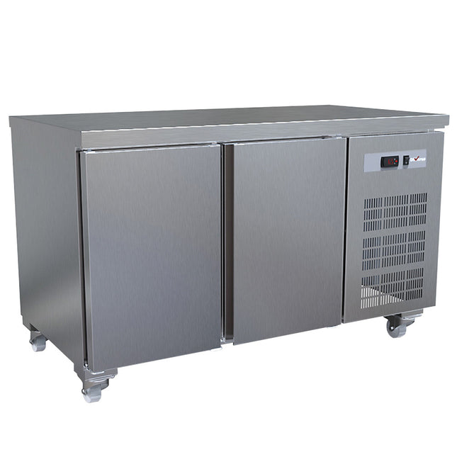 Table réfrigérante, ventilée, 2 portes GN 1/1 (260 Lit.), sur roulettestest