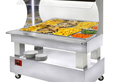 Bain-marie warm wall buffet 4x GN1/1-150 (white wood)