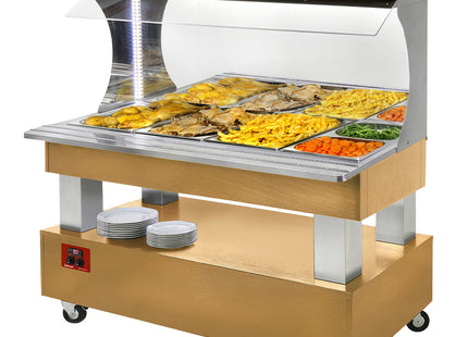 Bain-marie varm veggbuffet 4x GN1/1-150 (Tre lys eik)