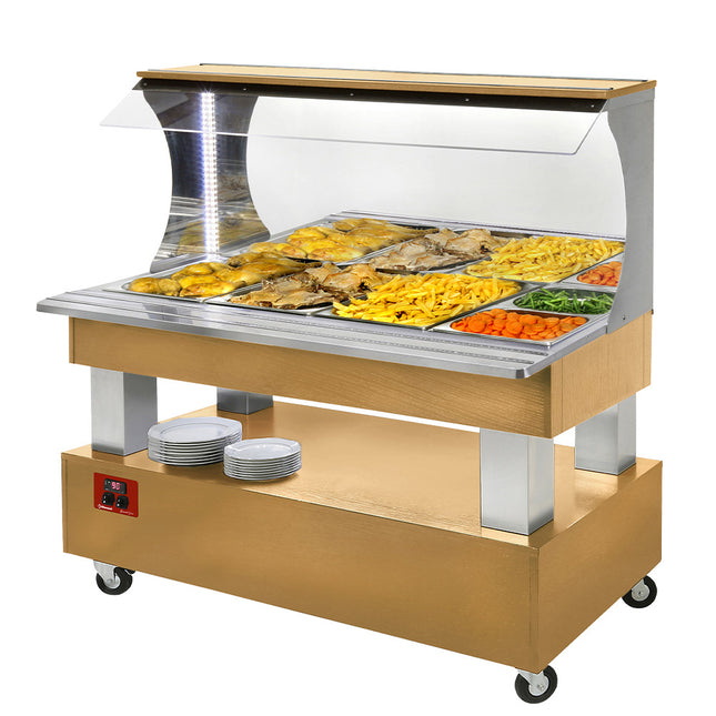 Bain-marie warm wall buffet 4x GN1/1-150 (Wood light oak)