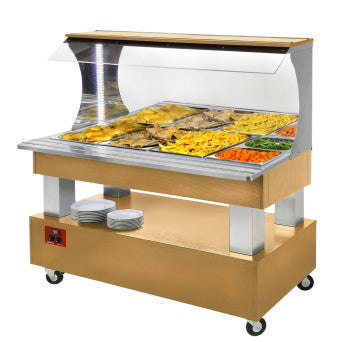 Bain-marie warm wall buffet 4x GN1/1-150 (Wood light oak)