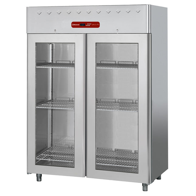 Ventilert kjøleskap 1400 liter, 2 glassdører GN 2/1