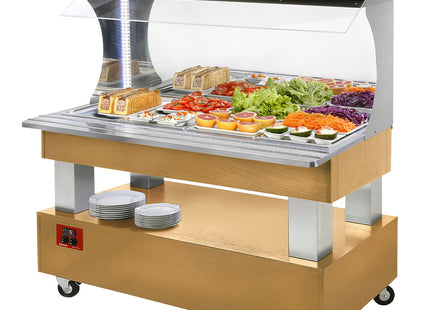 Buffet - Saladier mural réfrigéré, 4x GN1/1-150 (Bois Chêne clair)