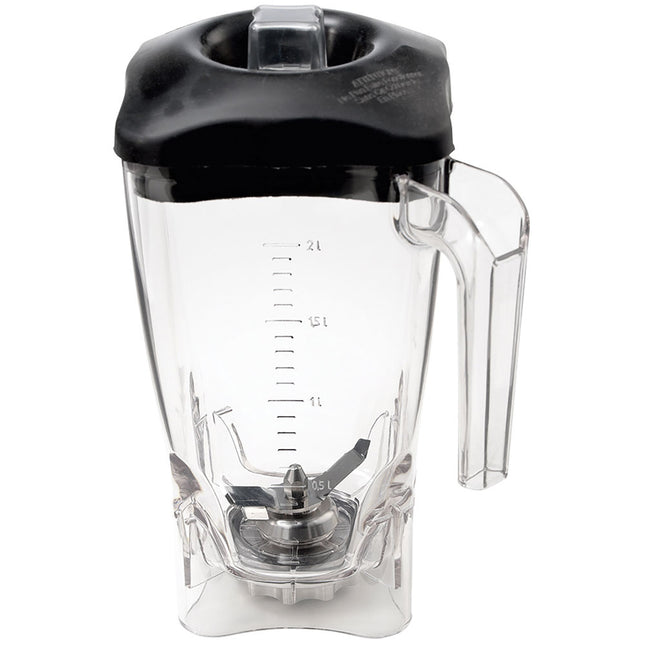 En fyrkantig Lexan 2-liters skål med lock och kniv (2 blad)