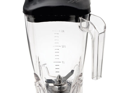 A squared Lexan 2-litre bowl with cover and knife (2 blades)