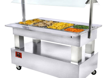 Warming/bain-marie salad bar, 4x GN1/1-150 (white wood)