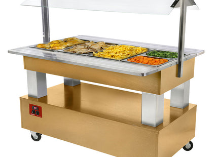 Warming/bain-marie salad bar, 4x GN1/1-150 (Wood light oak)