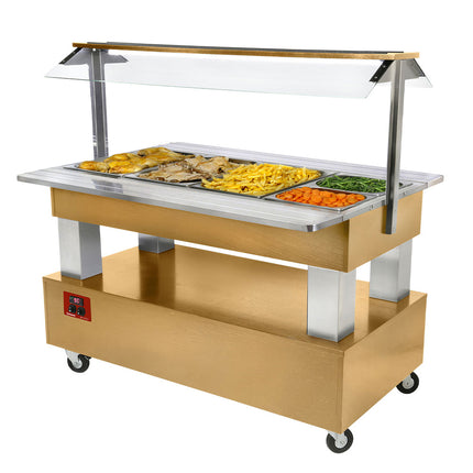 Saladier réchaud/bain-marie, 4x GN1/1-150 (Bois chêne clair)