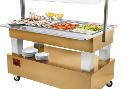 Buffet - Saladier réfrigéré, 4x GN1/1-150 (Bois Chêne clair)
