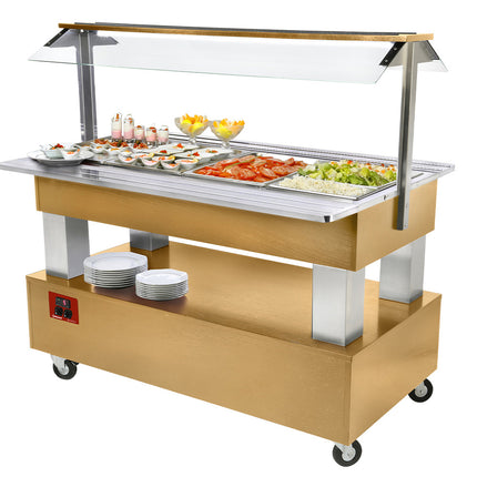 Buffet - Saladier réfrigéré, 4x GN1/1-150 (Bois Chêne clair)