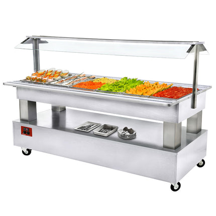 Buffet - Saladier réfrigéré, 6x GN1/1-150 (bois blanc)