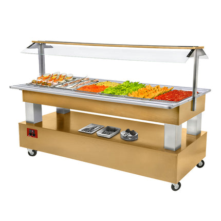 Buffet - Saladier réfrigéré, 6x GN1/1-150 (Bois Chêne clair)