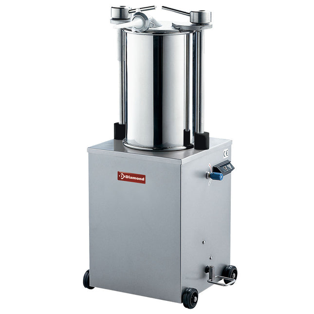 Hydraulisk lodret rustfri stål Pølsestopper, 35 liter med hjul
