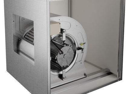 Centrifugal ventilator with isolated caisson