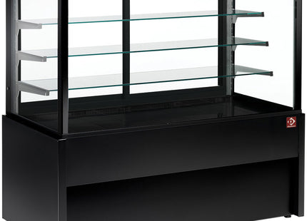 Panoramic display counter, heated, 4 levels, without storage room - BLACK