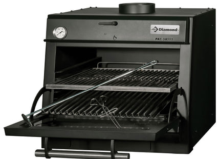Charcoal oven-BBQ, GN 1/1 (60 Kg/h)/Black