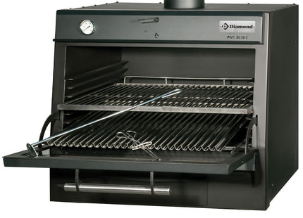 Charcoal oven-BBQ, GN 1/1 + GN2/4 (75 Kg/h)/Black