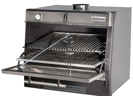 Charcoal oven-BBQ, GN 1/1 + GN2/4 (75 Kg/h)/Stainless steel