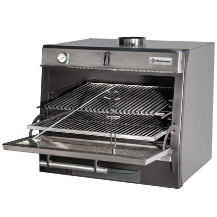 Four à charbon-BBQ, GN 1/1 + GN2/4 (75 Kg/h)/Inox