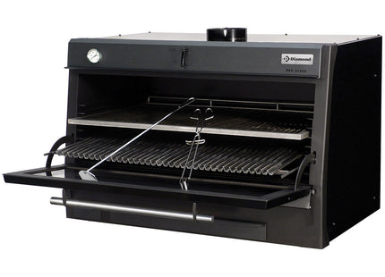 Charcoal oven-BBQ, GN 2/1 + GN1/1 (120 Kg/h)/Black