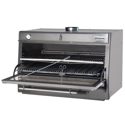 Four à charbon-BBQ, GN 2/1 + GN1/1 (150 Kg/h)/Inox