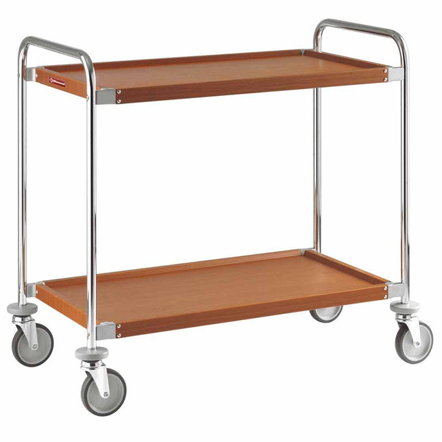 Chariot de desserte "noyer chromé", 2 niveaux