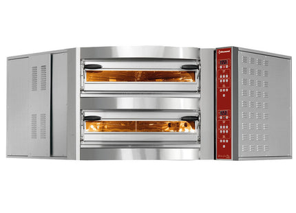 Electric oven corner unit, 2 chambers, 2x 8 pizzas Ø 350 mm