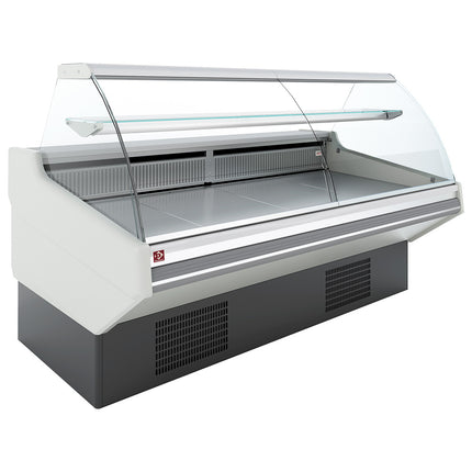 Ventilated counter, with storage, curved glass - WHITE front