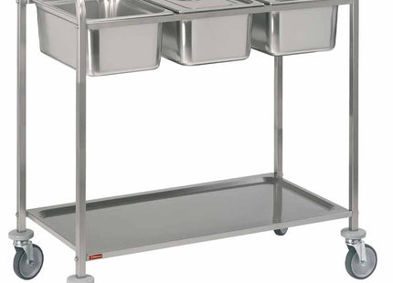 Rustfrit stål Serveringsvogn, 3x GN 1/1 + 1 level