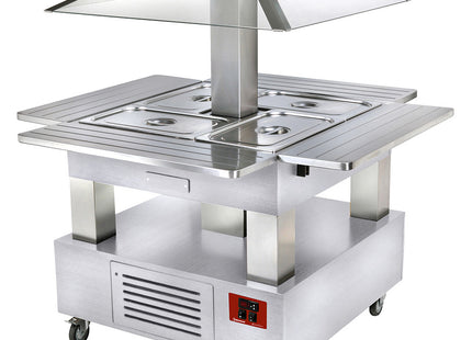 Island Buffet - Bar à salade réfrigéré, 4x GN1/1-150 (bois blanc)