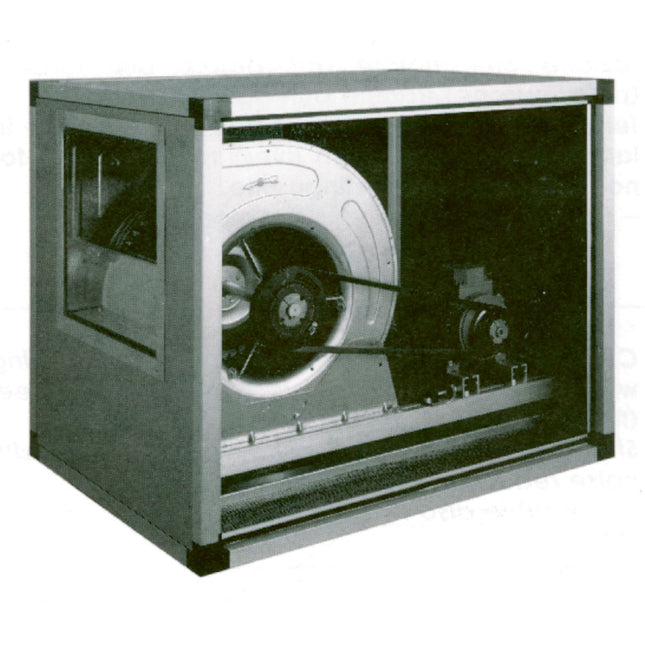 Centrifugalfläkt med isolerad caisson, driven av rem, 2 hastigheter, 7000 m³/h