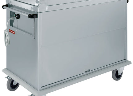 Vagn Bain-Marie 2x GN 1/1, 1 T°, med lock, skåp med tippning Dörr