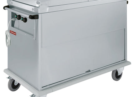Vagn Bain-Marie 2x GN 1/1, 2 T°, lock, skåp med tippning Dörr
