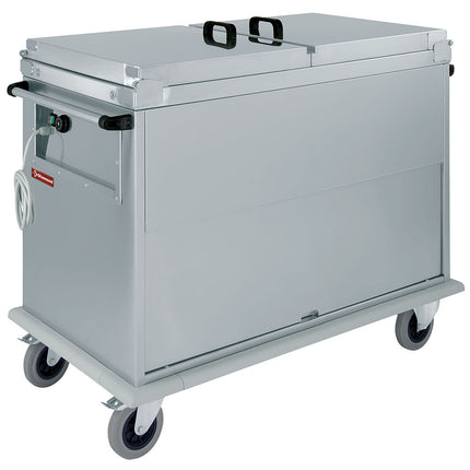 Carriage Bain-Marie 3x GN 1/1, 1 T°, with lids, cupboard with tilting door