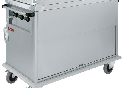 Vagn Bain-Marie 3x GN 1/1, 3 T°, lock, skåp med tippning Dörr