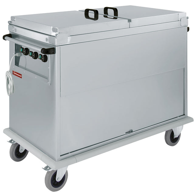 Vogn Bain-Marie 3x GN 1/1, 3 T°, låg, skab med vippedør