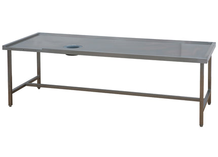 Sorting table (right) with waste bin hole