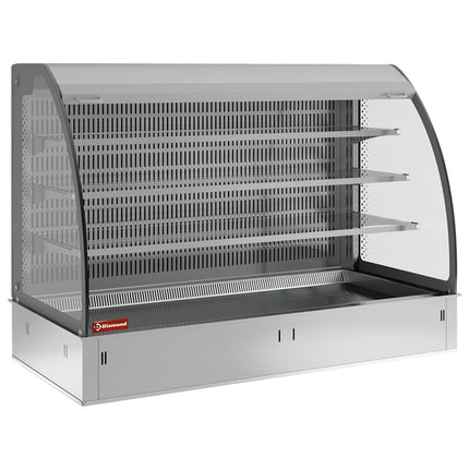 Wall with sink and open display on 3 levels (with curtain), refrigerated, ventilated, 3x GN 1/1 (without hermetic unit)