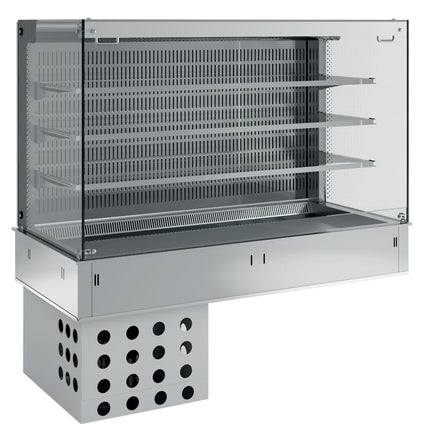 Wall with top and open "square" display on 3 levels (with curtain), refrigerated, ventilated, 5x GN 1/1