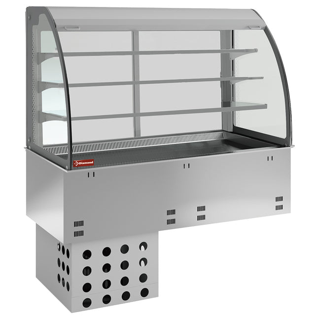 Element sink and open display on 3 levels (with curtain), refrigerated, ventilated, 2x GN 1/1