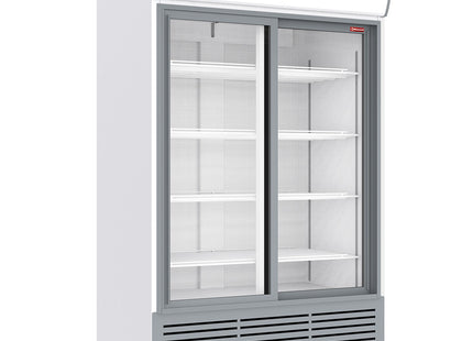 Positiv kyldisplay 1230 liter, ljuslåda, 2 skjutbara Dörrar - VIT