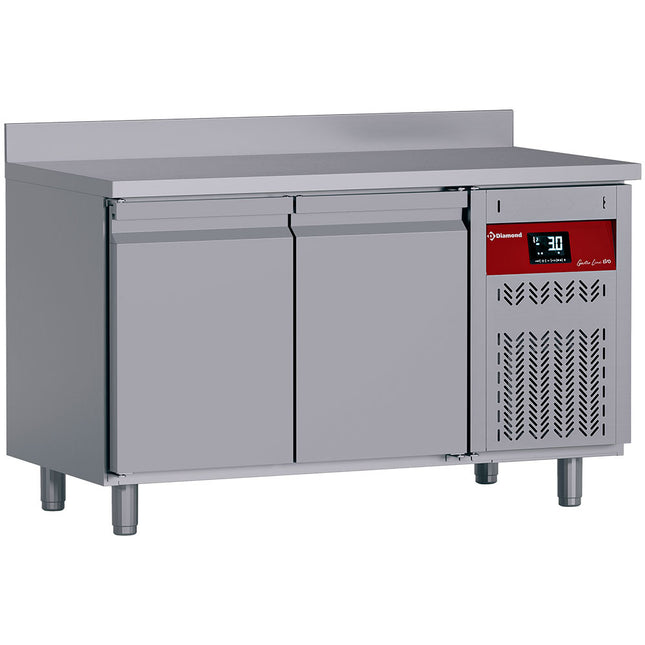 Wall-mounted ventilated refrigerated table, 2 doors GN 1/1, 260 liters