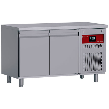 Wall-mounted ventilated refrigerated table, 2 doors GN 1/1, 260 liters