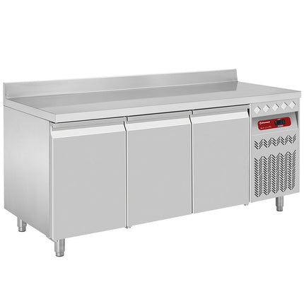 Wall-mounted ventilated refrigerated table, 3 doors GN 1/1, 405 liters
