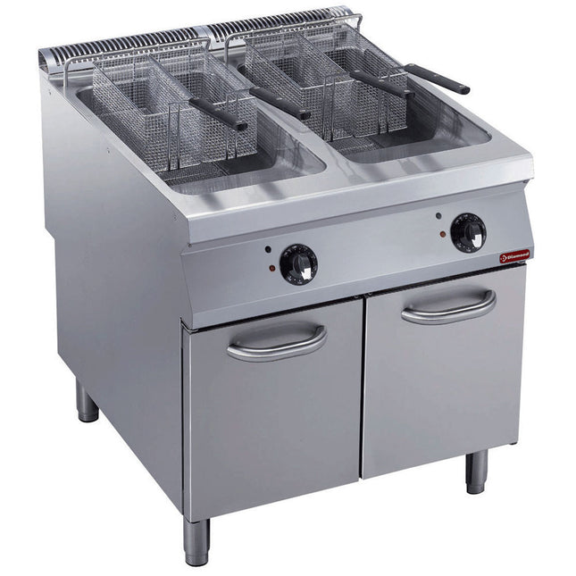 Electric fryer 2 basins "Y" 23 liters, external burners, on undercarriage