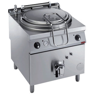 Electric kettle, 100 liters, indirect heating, on cupboard