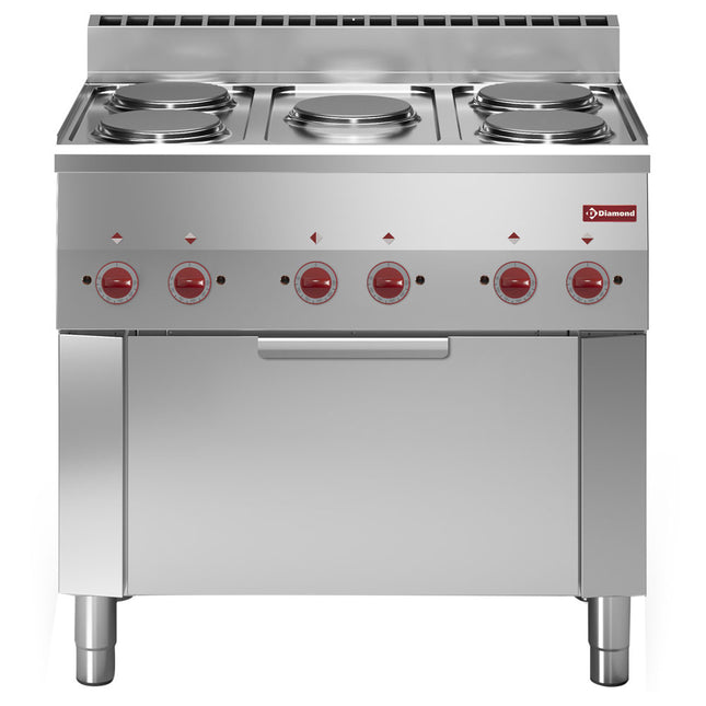 Cuisinière 5 feux et four électrique à convection GN 1/1
