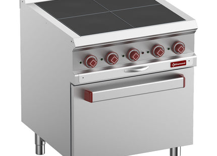 Electric stoves 4 plates aligned with the top, on oven GN 2/1