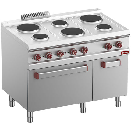 Hobs x 6, electric oven GN 2/1 and grill and neutral cupboard GN 1/1