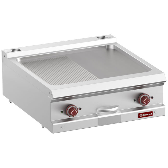 Electric fry top 1/2 smooth and 1/2 ribbed, module 1/1 -Top-